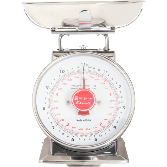 San Jamar SCDLB11 11 lb/5 kg Chrome Dial Scale with Bowl - China