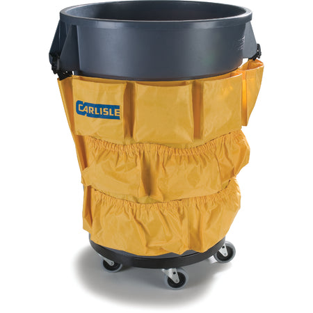 Carlisle 3691704 32 and 44 Gallon Yellow Round Rip-stop Nylon Bronco Waste Bin Trash Container Tool Caddy Bag
