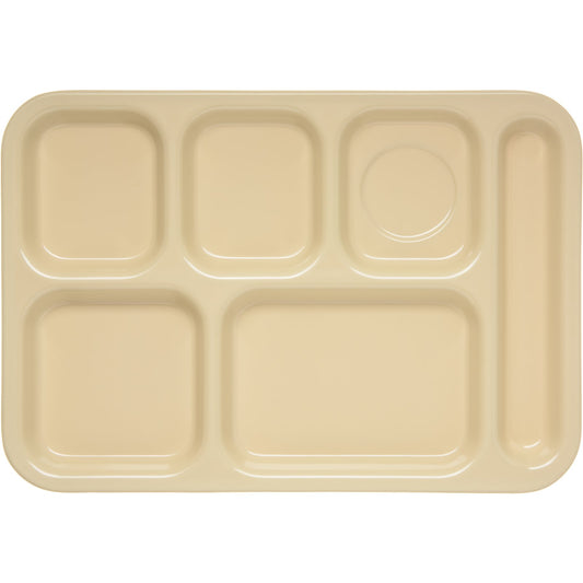 Carlisle 4398825 14.5" x 10" Tan 6-Compartment Melamine Right Hand Tray