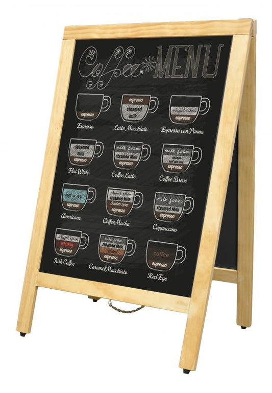 Omcan 31398 A-Frame Sidewalk Menu Chalkboard with Natural Color Frame