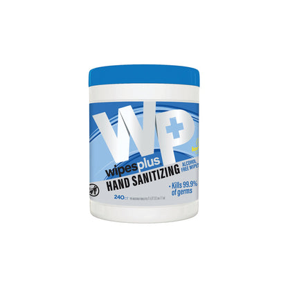 WipesPlus 33803 White Hand Sanitizing Alcohol Free Wipes, Canister (12/240s)