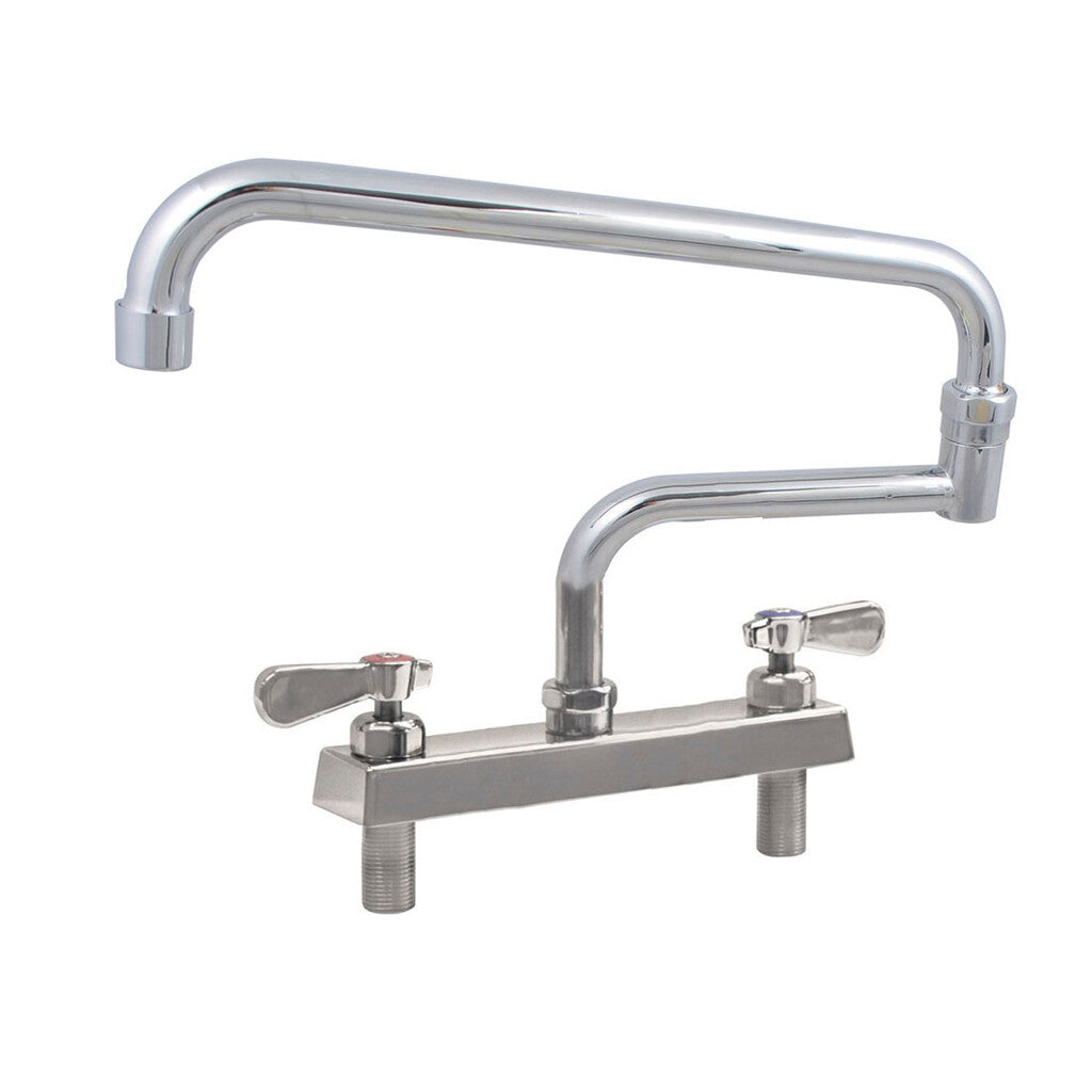 BK Resources EVO-8DM-18 Stainless Steel Evolution 8" Deck Mount Faucet, 18" Swing Spout