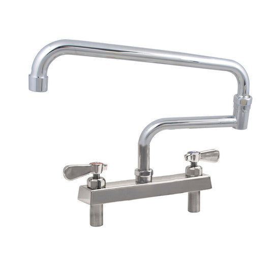 BK Resources EVO-8DM-18 Stainless Steel Evolution 8" Deck Mount Faucet, 18" Swing Spout