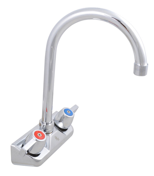 BK Resources BKF-W-5G-G 4" Chrome-Plated Brass O.C. Workforce Splash Mount Faucet W/5" Gooseneck Spout