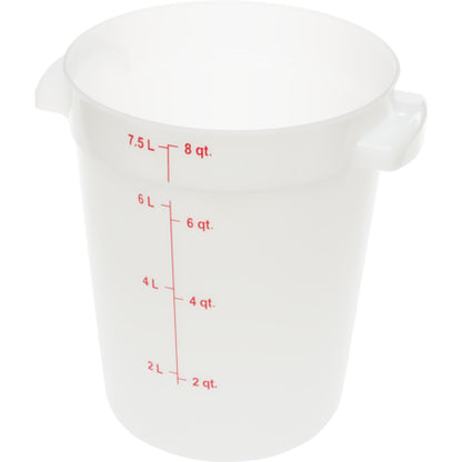 Carlisle 1097602 8 Qt White Round Polyethylene StorPlus Food Storage Container