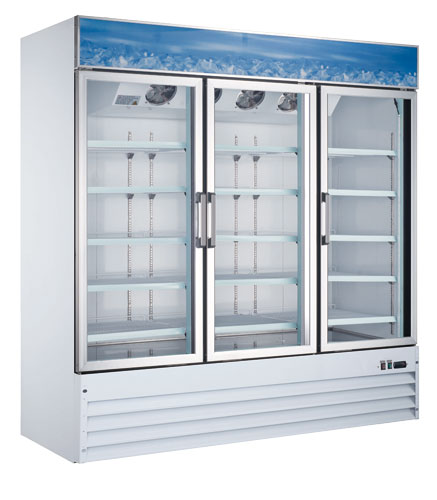 Omcan 50087 52.3 cu.ft. 80-inch White Three Swing Glass Door Freezer