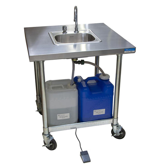 BK Resources MHS-V3030-C-DM Stainless Steel Mobile Handwashing Sink Cold Water w/ Deck Mount