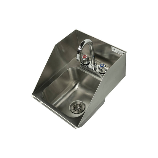 BK Resources DDI-0909524S-P-G One Compartment Stainless Steel Drop-In Sink w/Side Splashes 9L x 9W x 5D Bowls w/ Faucet