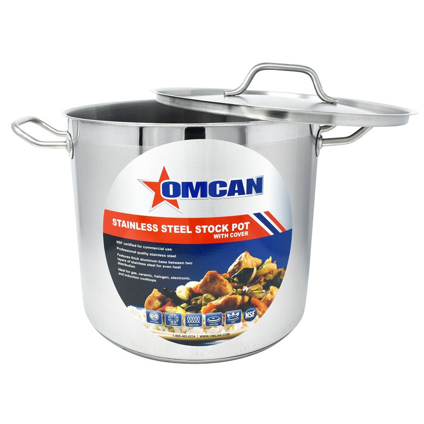 Omcan 80440 20 Qt Stainless Steel Stock Pot with Cover