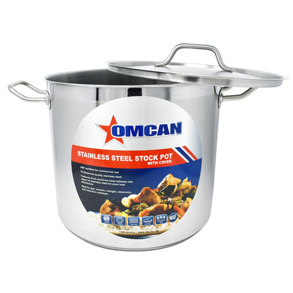 Omcan 80440 20 Qt Stainless Steel Stock Pot with Cover