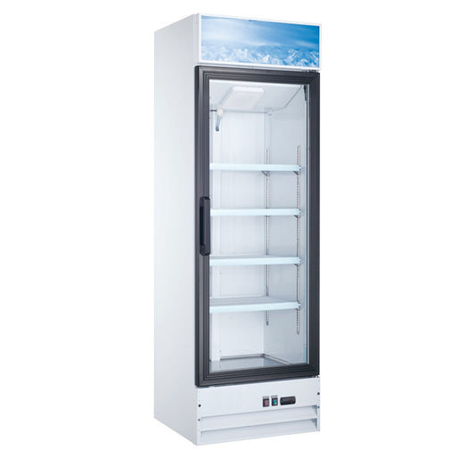 Omcan 50035 14 cu.ft. 26-inch White Single Door Swing Glass Door Refrigerator