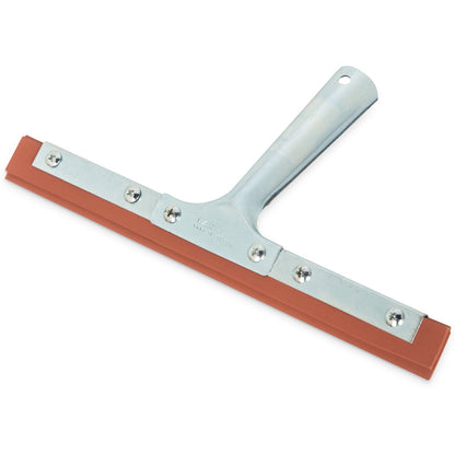 Carlisle 4007300 10" Red Professional Double-Blade Rubber Squeegee with Zink Plated Handle