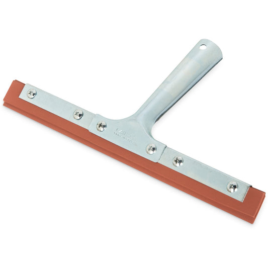 Carlisle 4007300 10" Red Professional Double-Blade Rubber Squeegee with Zink Plated Handle