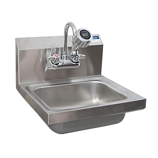 BK Resources BKHS-W-1410-STPG Stainless Steel Wall Hung Hand Sink w/ Sanitimer 1-7/8" Drain