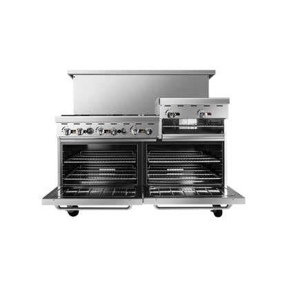 Atosa AGR-6B24RGB-NG 60" Natural Gas Six Burner Gas Range with 24" Raised Griddle/Broiler