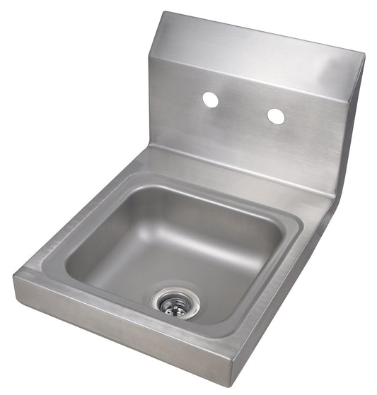 BK Resources BKHS-W-SS Stainless Steel Space Saver Hand Sink, 2 Holes 9"x9"x5"