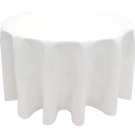 Snap Drape 5441BGUM010 132" White Round Spun Poly Market Place Linens Tablecloth
