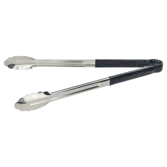Winco UT-16HP-K 16" Black Stainless Steel Utility Tong, Polypropylene Handle
