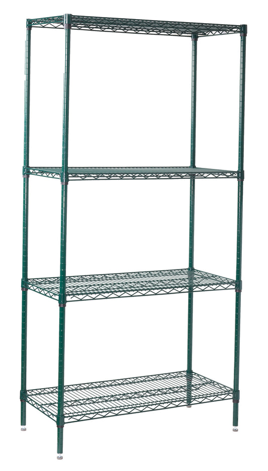 Winco VEXS-1836 18" x 36" x 72" 4-Tier Epoxy Coated Wire Shelving Set