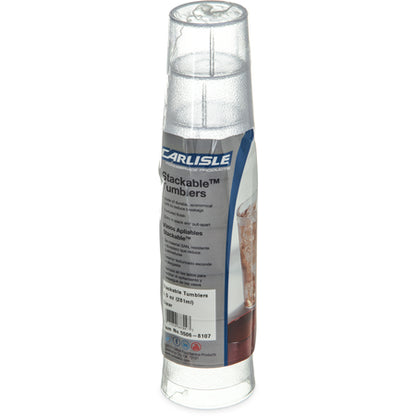 Carlisle 5506-8107 9.5 oz Clear SAN Stackable Tumbler - Cash & Carry (6/pk)
