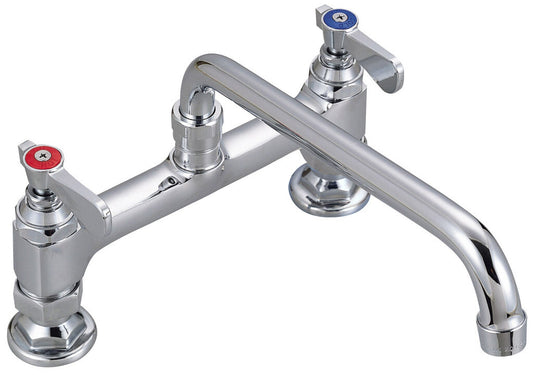BK Resources BKF8HD-12-G 8" Chrome-Plated Brass O.C. Optiflow Deck Mount Faucet W/12" Swing Spout