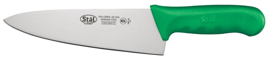 Winco KWP-80G 8" Green Polypropylene Handle Cook's Knife