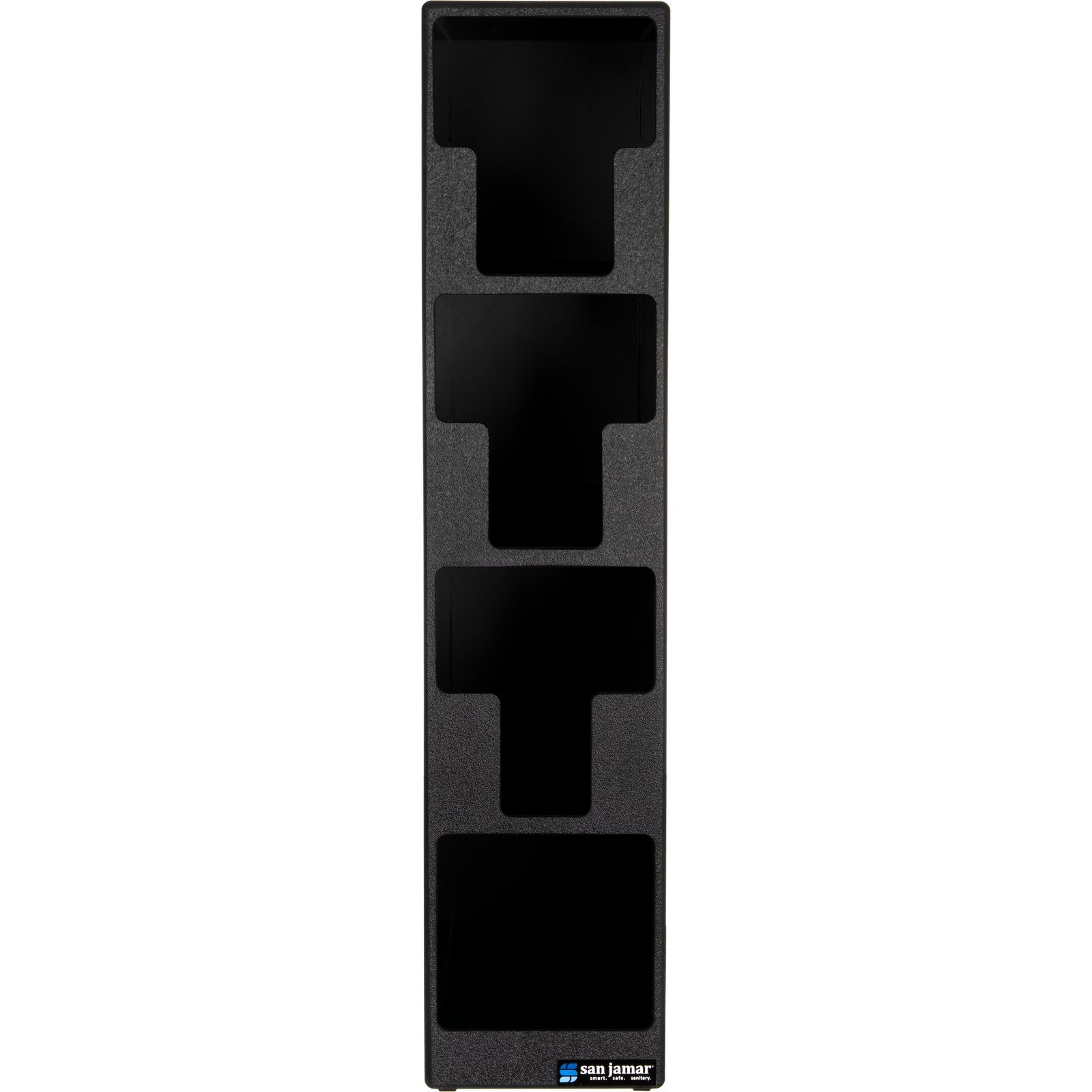 San Jamar L2203 26.25" x 7.25" x 15.25" Black 4-Slot Lid and Straw Tower