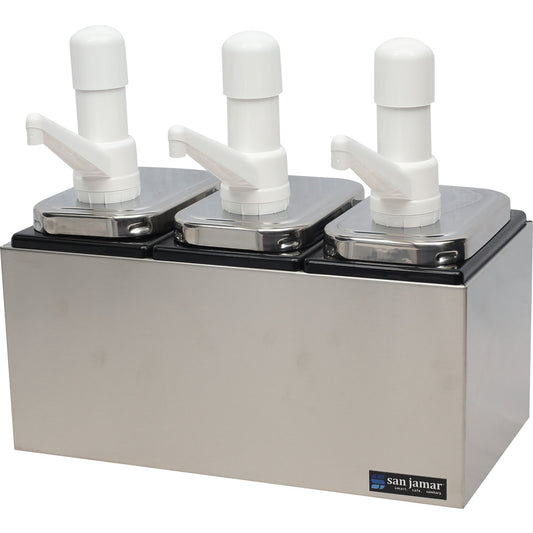 San Jamar P9713 Silver 3-Well Condiment Pump Service Center