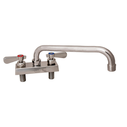 BK Resources EVO-4DM-16 Stainless Steel Evolution 4" Deck Mount Faucet, 16" Swing Spout