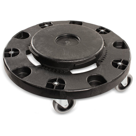 Carlisle 3691103 20, 32, 44 and 55 Gallon Black Round Polypropylene Bronco Waste Container Trash Can Dolly