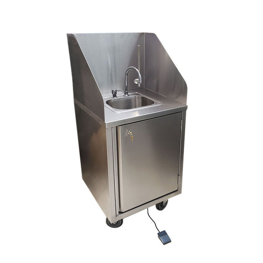 BK Resources MHS-2424-C-DM 24"x24" Stainless Steel Mobile Handwashing Sink w/ Deck Mount