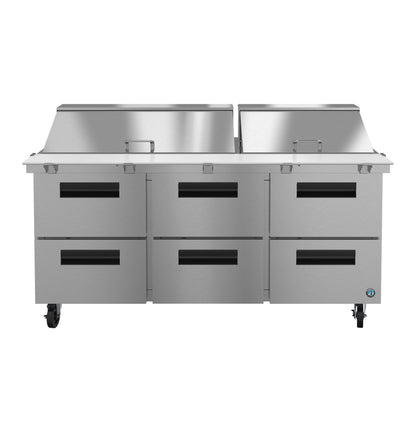 Hoshizaki SR72B-30MD6 Three Section Stainless Drawers Mega Top Prep Table Refrigerator
