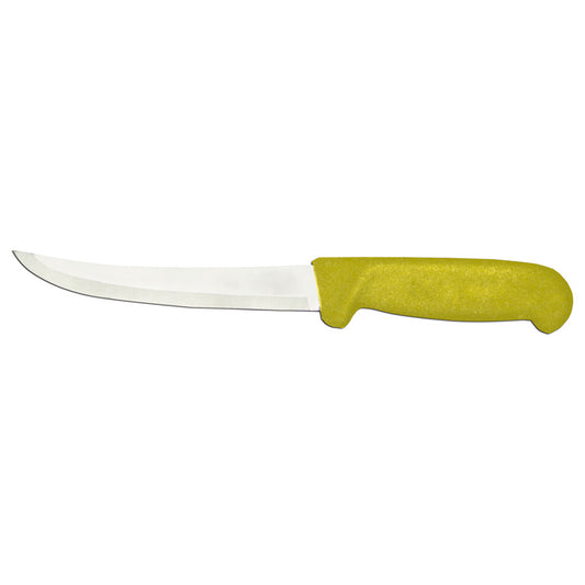 Omcan 11793 6-inch Curved Blade Boning Knife with Yellow Polypropylene Handle