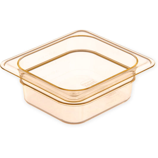 Carlisle 3088313 1/6 Size Amber High Heat Plastic StorPlus Food Pan, 2.5" Deep
