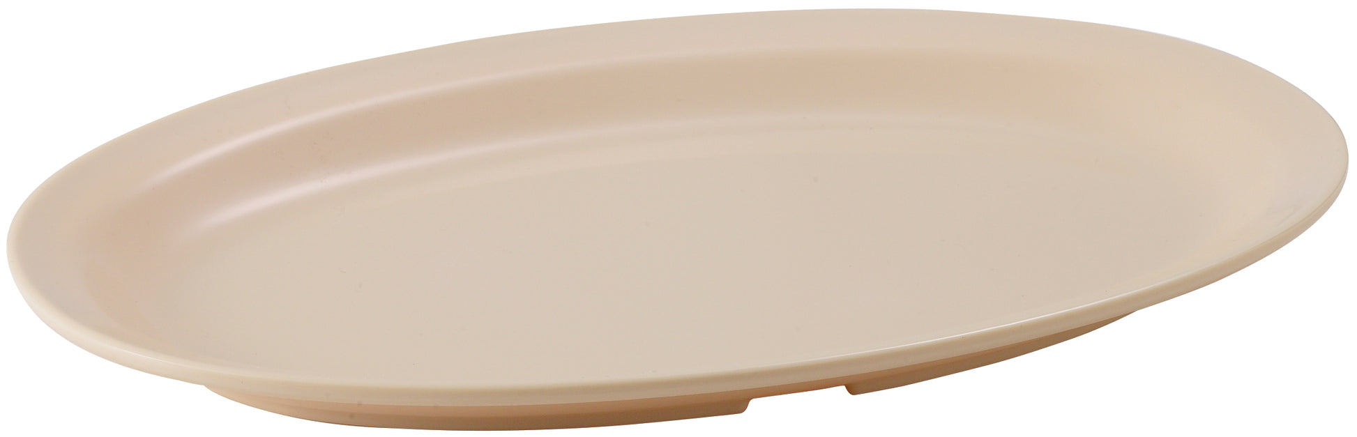 Winco MMPO-118 11-1/2" x 8" Tan Melamine Narrow Rim Platters