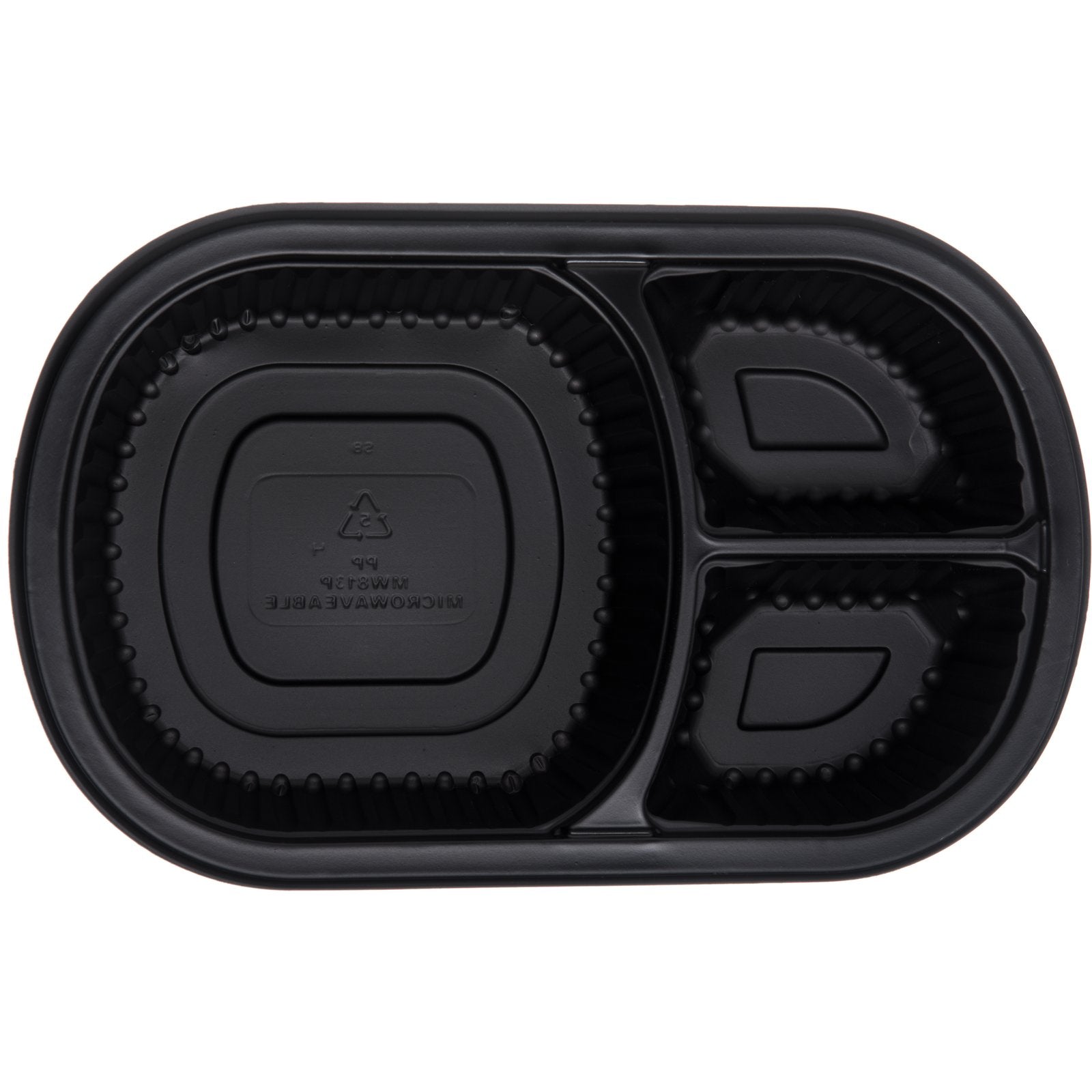 Proex DXMW813PBLK 18/4/4 oz. Black 3-Compartment Microwaveable Entrée (250/cs)
