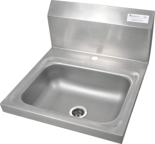 BK Resources BKHS-D-1410-1 17" X 17" Stainless Steel Wall-Mount Hand Sink with Single Deck Mount Faucet Hole and 14" x 10" Bowl