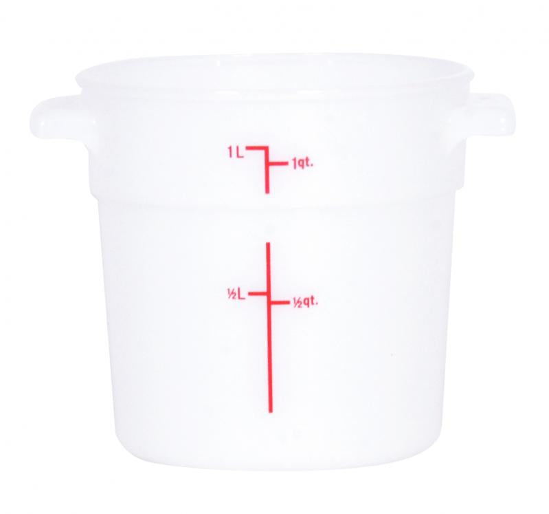 Omcan 80230 1 Qt White Round Polypropylene Food Storage Container