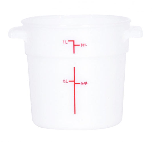 Omcan 80230 1 Qt White Round Polypropylene Food Storage Container