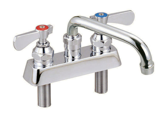 BK Resources BKF-4DM-18-G 4" Chrome-Plated Brass O.C. Optiflow Deck Mount Faucet W/18" DJ Swing Spout