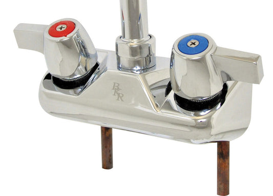 BK Resources BKF-W2-XX-G Chrome-Plated Brass Workforce Standard Duty Faucet, Body Only, 4" O.C. Shallow Splash Mount