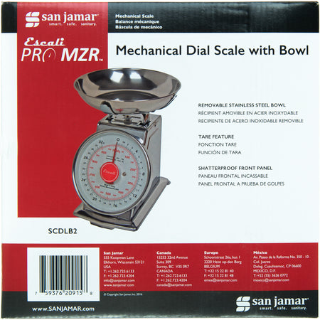 San Jamar SCDLB2 2 lb/1 kg Dial Scale with Bowl - China