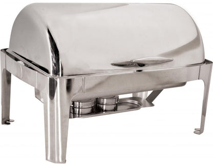 Omcan 41821 9 L / 9.5 Qt Round Stainless Steel Chafing Dish with Roll Top Cover