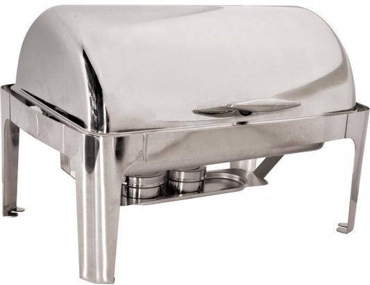 Omcan 41821 9 L / 9.5 Qt Round Stainless Steel Chafing Dish with Roll Top Cover