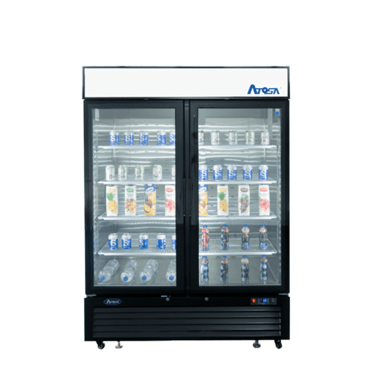 Atosa MCF8732GR 39" Black Double Glass Door Merchandiser Freezer
