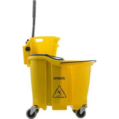 Sparta 9690404 35 Qt Yellow Polypropylene OmniFit Mop Bucket Combo - Side Press Wringer & Soiled Water Insert