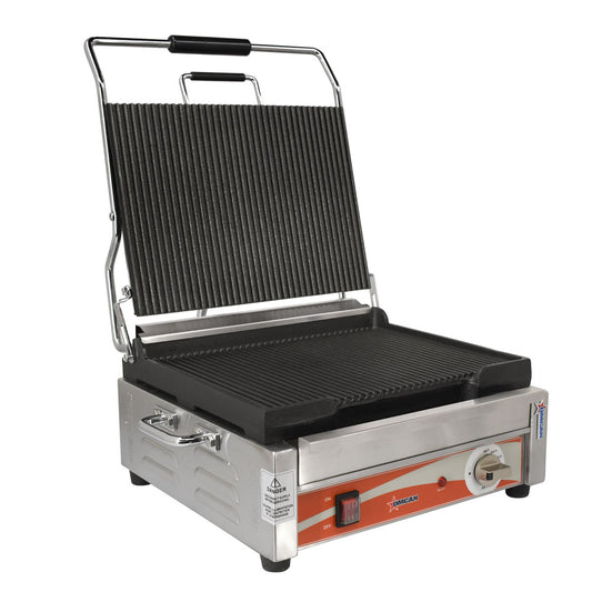 Omcan 19936 12" x 15" Single Panini Grill with Grooved Plates